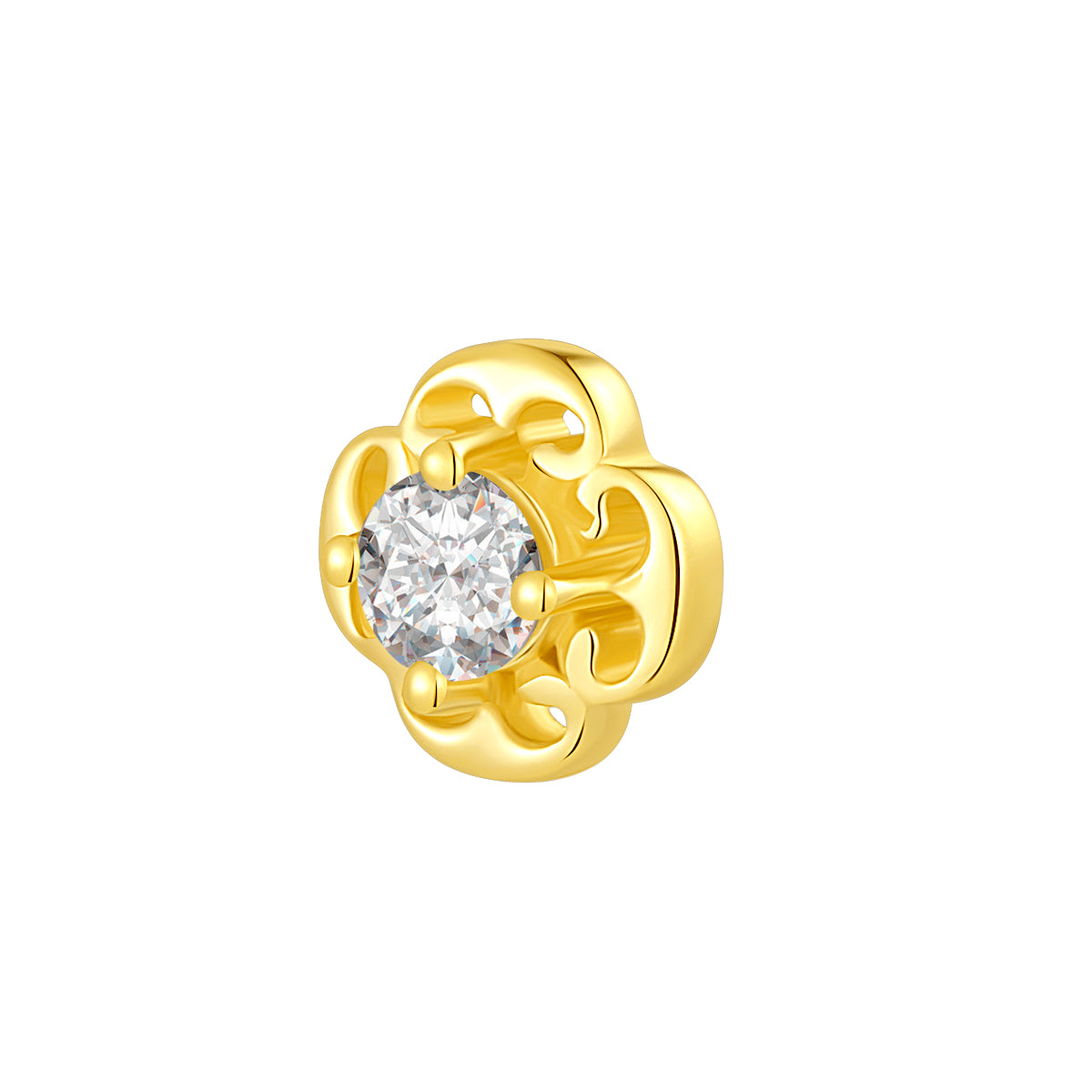 14K Gold Floral Threadless Top with Lab-Grown Diamond