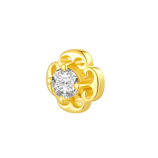 14K Gold Floral Threadless Top with Lab-Grown Diamond
