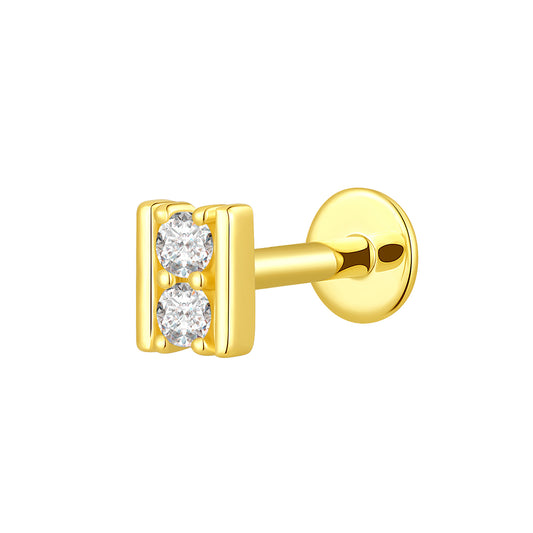 14K Gold Double Stone Threadless Top with Lab-Grown Diamonds