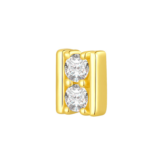 14K Gold Double Stone Threadless Top with Lab-Grown Diamonds
