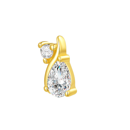 14K Gold Threadless Top with Round & Pear Lab-Grown Diamonds