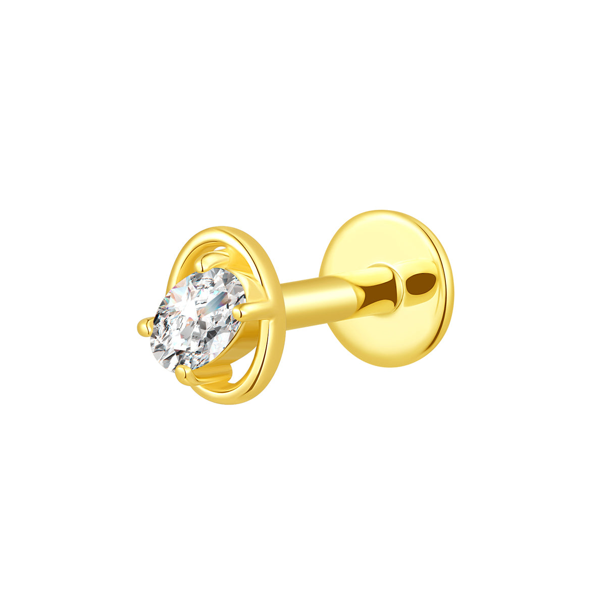14K Gold Threadless Top with Oval Lab-Grown Diamond