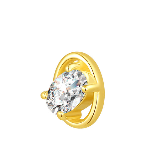 14K Gold Threadless Top with Oval Lab-Grown Diamond