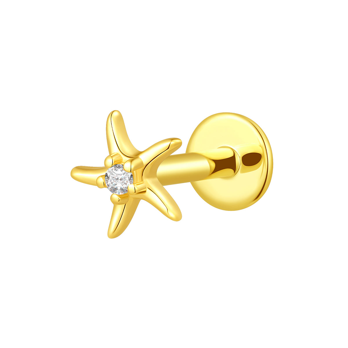 14K Gold Starfish Threadless Top with Lab-Grown Diamond