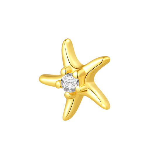 14K Gold Starfish Threadless Top with Lab-Grown Diamond