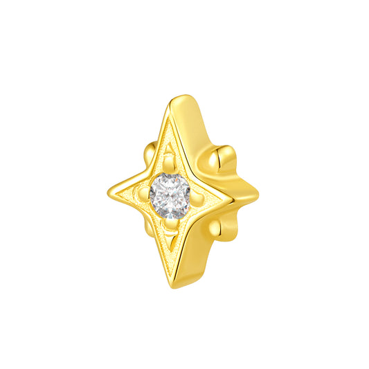 14K Gold North Star Threadless Top with Lab-Grown Diamond