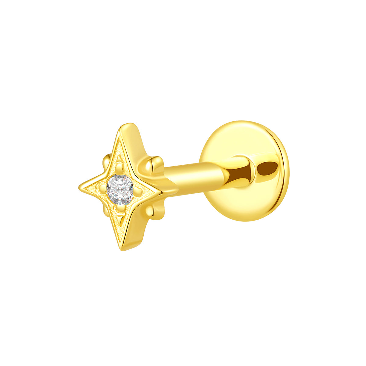 14K Gold North Star Threadless Top with Lab-Grown Diamond
