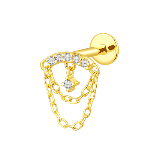 14K Gold Ear Piercing Threadless Top with Lab-Grown Diamonds