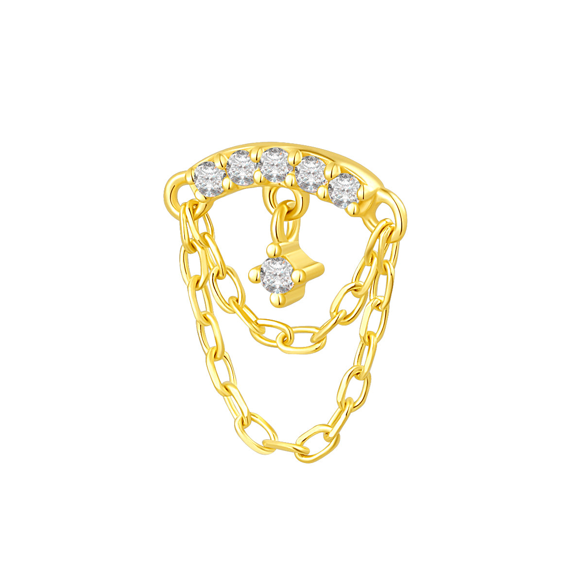 14K Gold Ear Piercing Threadless Top with Lab-Grown Diamonds