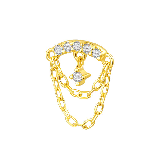 14K Gold Ear Piercing Threadless Top with Lab-Grown Diamonds