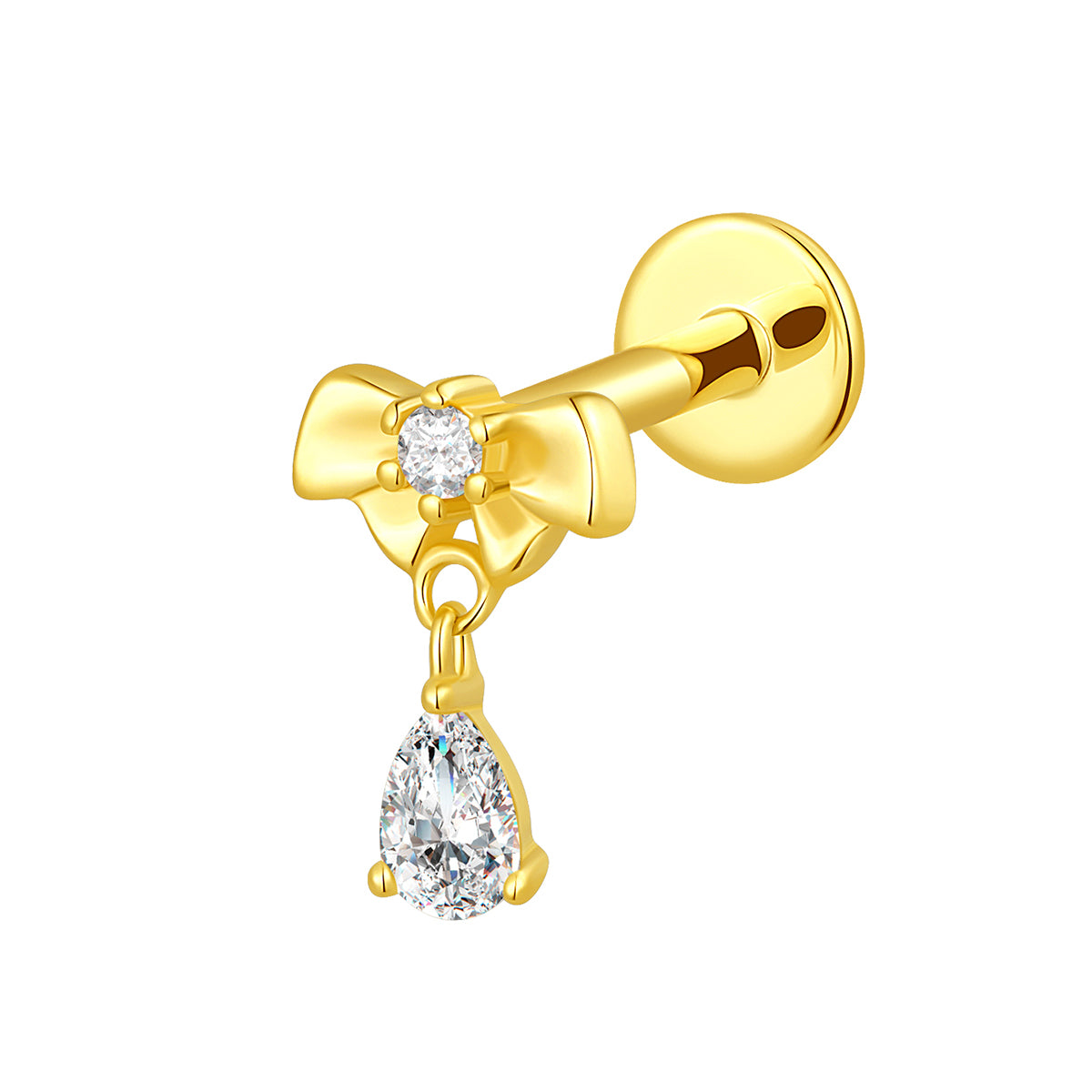 14K Gold Threadless Top with Lab-Grown Diamonds