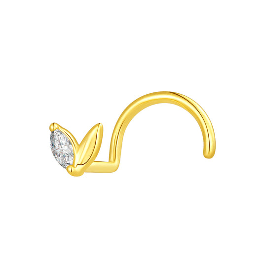 14K Gold Nose Stud with Lab-Grown Diamond – 3×1.5mm
