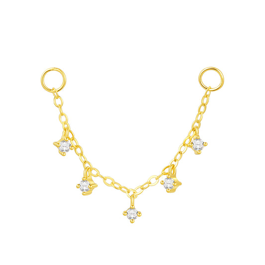 14K Gold Chain Piercing with Lab-Grown Diamonds – 30mm