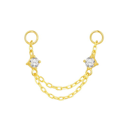 14K Gold Chain Piercing with Lab-Grown Diamonds – 26mm