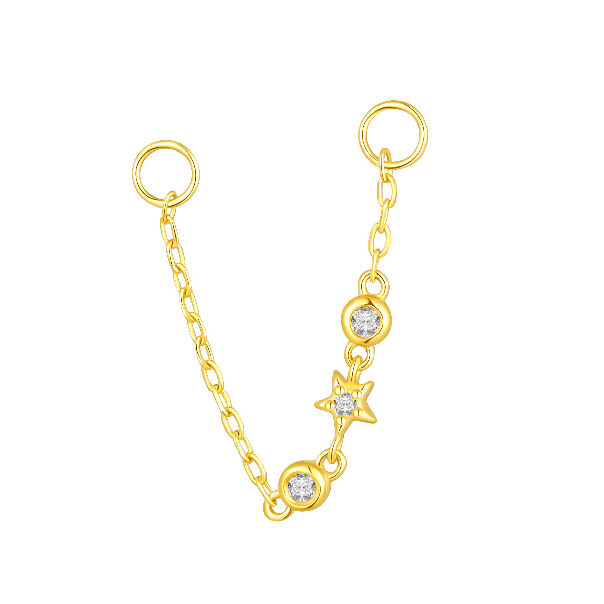 14K Gold Chain Piercing with Lab-Grown Diamonds – 30mm