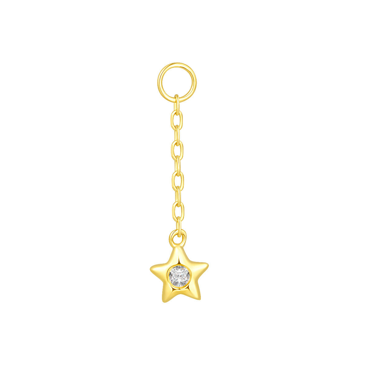 14K Gold Star Charm Piercing Dangle with Lab-Grown Diamond