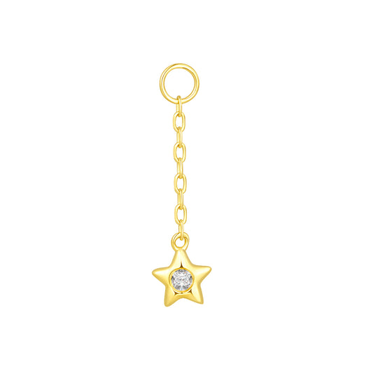 14K Gold Star Charm Piercing Dangle with Lab-Grown Diamond