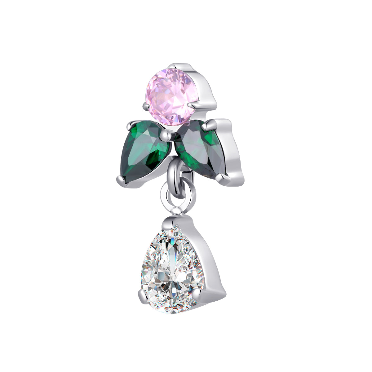 ASTM F136 Titanium Internally Threaded Green & Pink CZ End