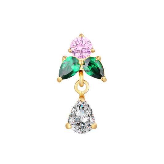 ASTM F136 Titanium Internally Threaded Green & Pink CZ End