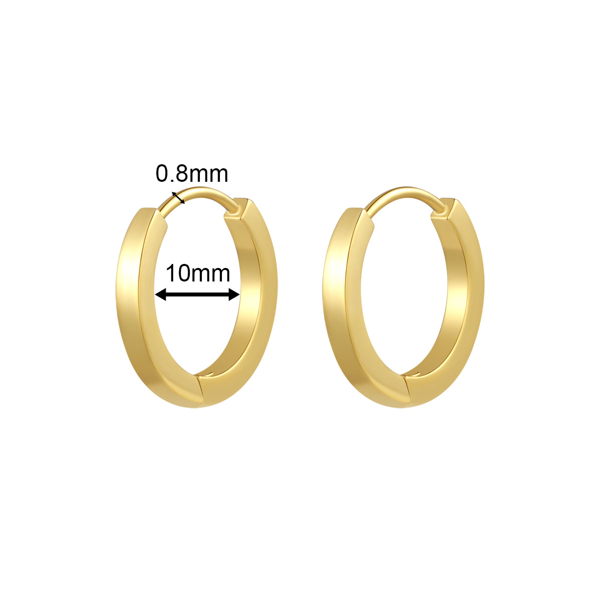 PVD Gold Color ASTM F136 Titanium Hoop Earrings 0.8MM