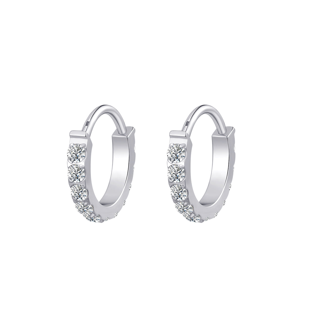 ASTM F136 Titanium Hypoallergenic Multiple Size Classic Zirconia Inlaid Earrings