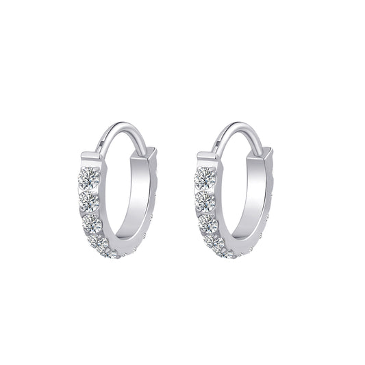ASTM F136 Titanium Hypoallergenic Multiple Size Classic Zirconia Inlaid Earrings