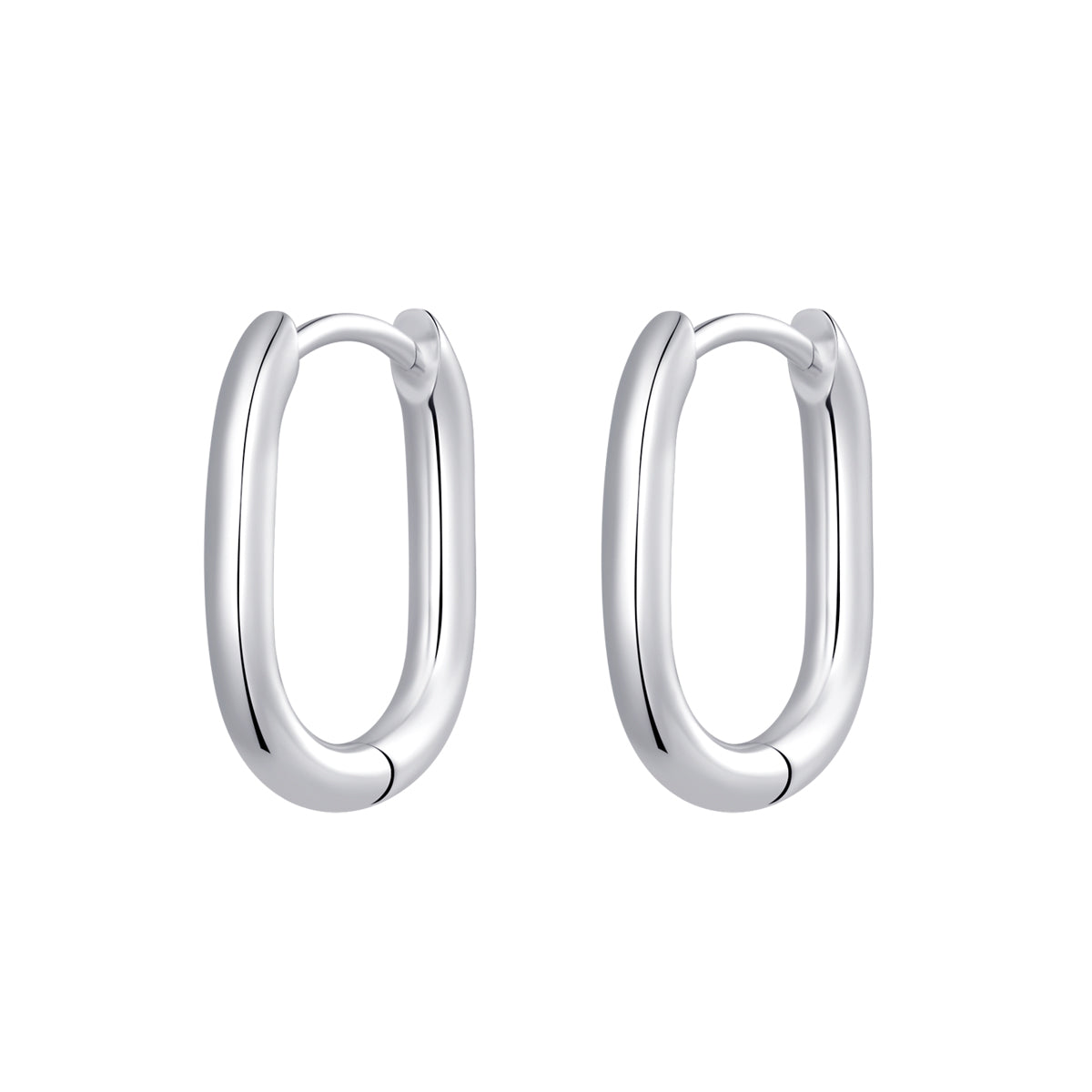 PVD Rhodium Color ASTM F136 Titanium Oval Hoop Earrings 0.8×12mm
