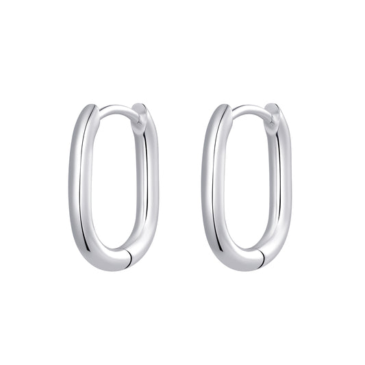PVD Rhodium Color ASTM F136 Titanium Oval Hoop Earrings 0.8×12mm