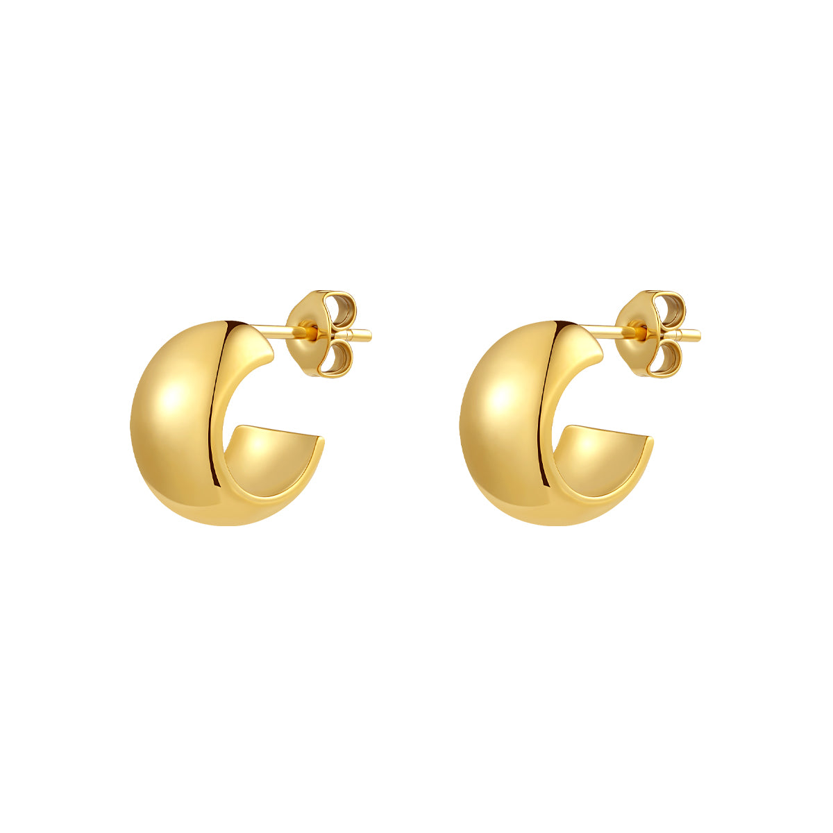 ASTM F136 Titanium PVD Gold Chunky Stud Earring with Butterfly Back | Hypoallergenic