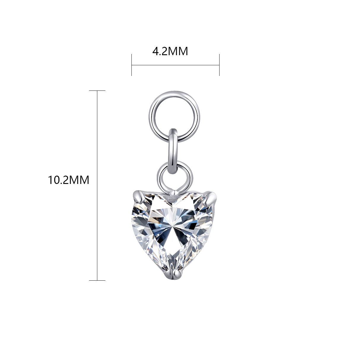 ASTM F136 Titanium Heart Shape CZ Charm
