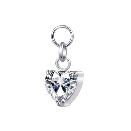 ASTM F136 Titanium Heart Shape CZ Charm