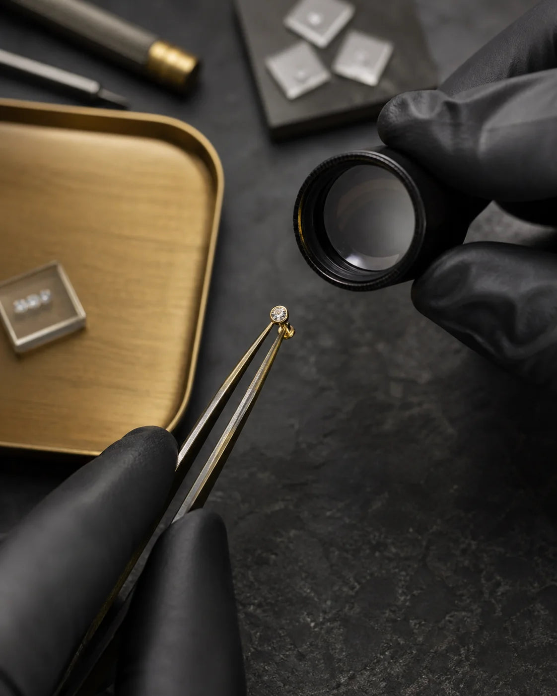 Editorial inspection of a fine gold body jewelry end
